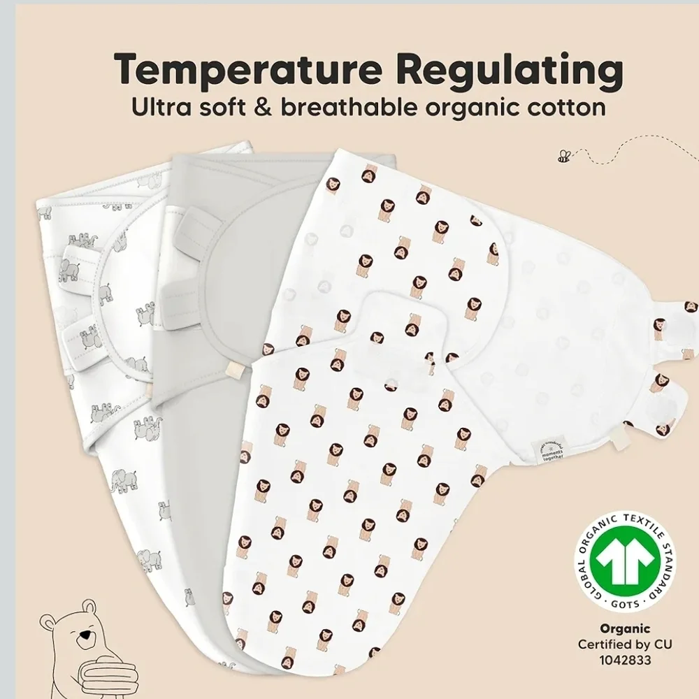 Soothe Swaddle Wraps - White, Gray, Brown